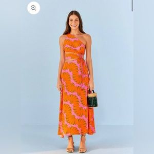 FARM Rio Copacabana Cut Off Midi Dress Sz M